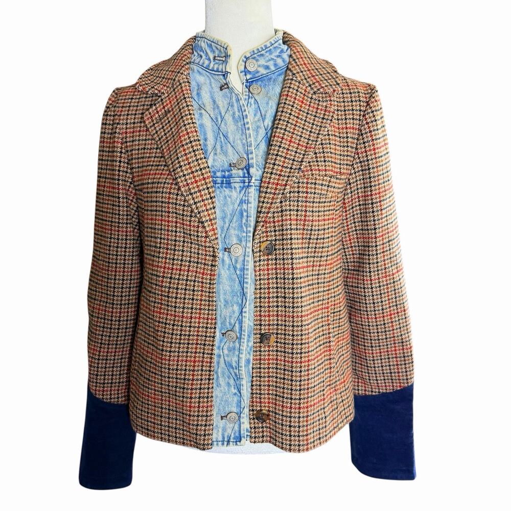 Free People Rancher Plaid Jacket Wool Long Sleeve Women Casual Denim Small